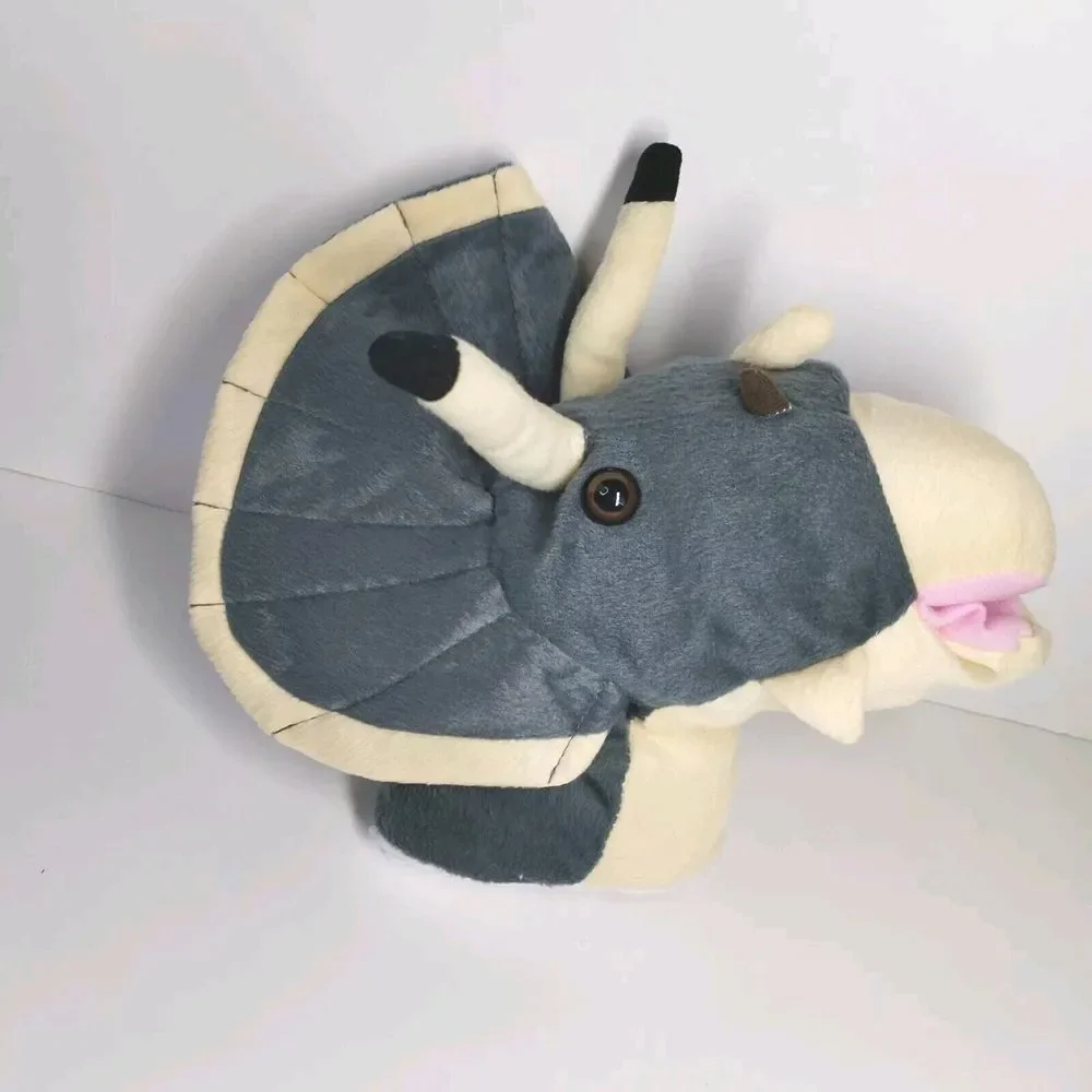 Sherwood‎ Brands Hand Puppet Dinosaur Triceratops 2008 Gray plush 12 inch